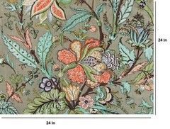 Indian 5 Yard Fabric Cotton Dress Material Sanganeri Floral Print Hand Block