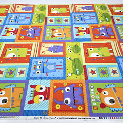 Googlies Monsters Cheater Quilt Blocks Juvenile Cotton Fabric Benartex 1.5 YDS