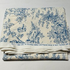 P Kaufmann Blue Ivory Toile Cotton Fabric 1 Yard 52×40 Pastoral Children