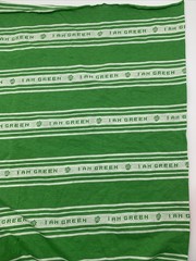 Stretch Bright Green White I AM GREEN T-shirt Fabric Remnant 39” L x 60” W