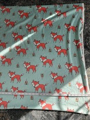 Fabric Minky Tokala Fox Aqua T60x33 Little Fox Winter Foxy Cotton Fabric