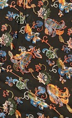 Floral Velvet Burnout Chiffon Fabric: Turquoise, Green, Orange – 45″ Wide