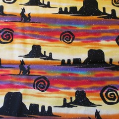 Cotton Fabric Southwestern Colorful Kokopelli Desert Coyotes Sky 1yd 29″ x 44