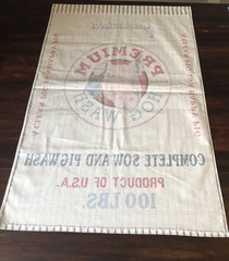 Farmhouse Primitive Pig Fabric Panels Feed Sack Hog Wash Ticking Stripe Pair