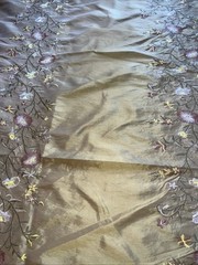 FAUX SILK FLOWERS EMBROIDERED~DRAPERY UPHOLSTERY Sold By The Yard