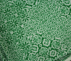 Vintage Onendaga Silk Satin Fabric 45″ x 2.5 yards Green White Graphic Print