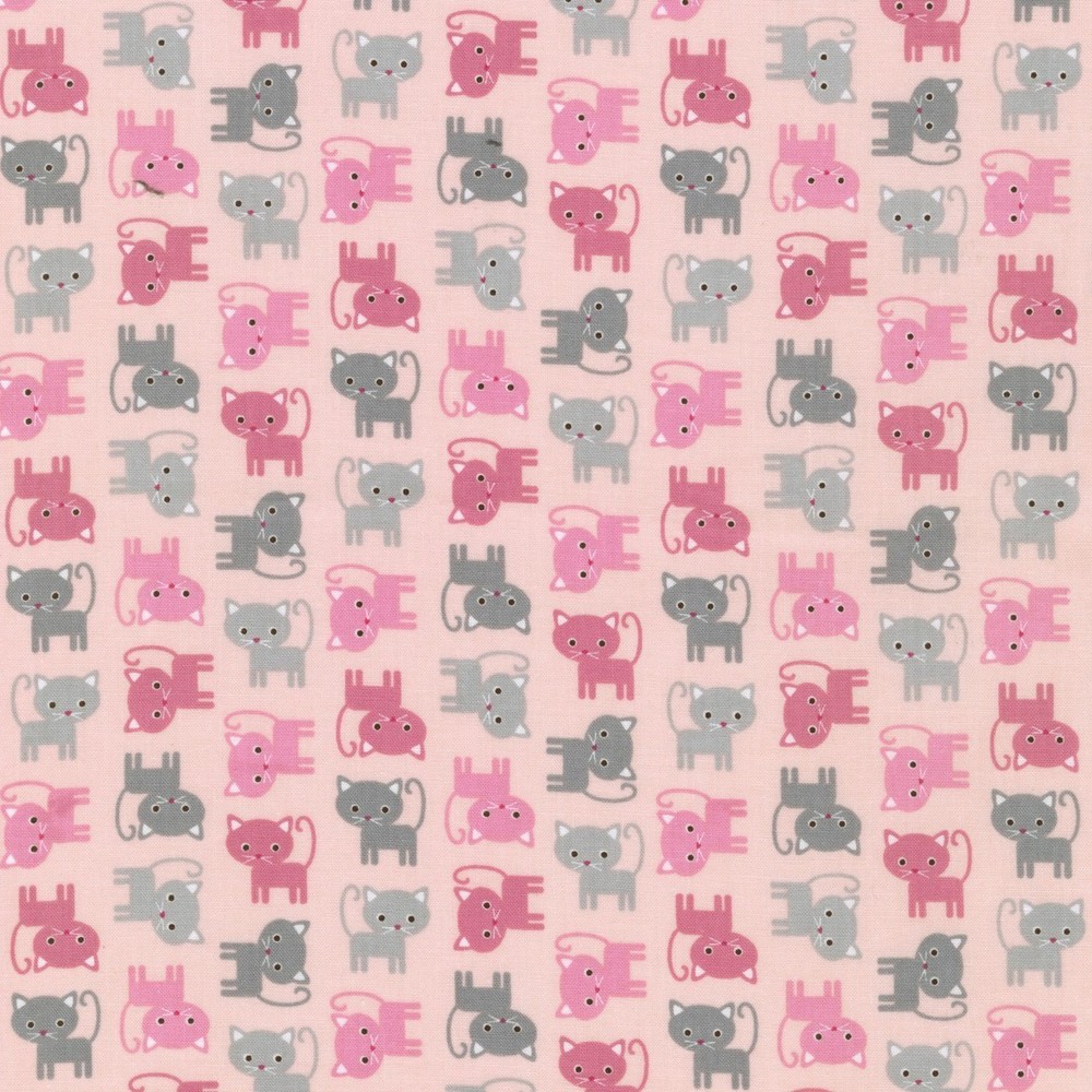 Feline Drive Fabric URBAN ZOOLOGIE Minis Blush – Fat Quarter (18″x22″) FQ