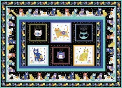 Wilmington Prints – Fe-Line Frisky – Repeating Border Stripe – Multi, Fabric BTY
