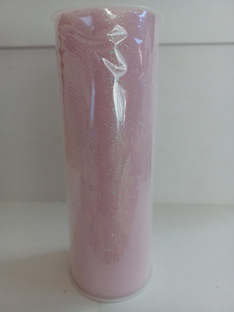 Glitter Tulle Lt Pink 6″ X 12 Yds New Sealed GTL02-6-LTPK Crafts Wedding Parties