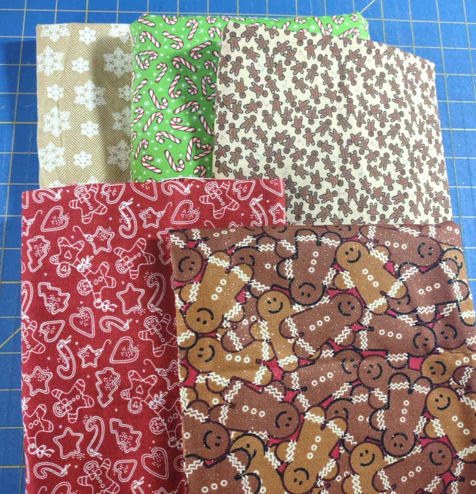 Lot of 5 Fabric Quilting Crafting Cotton Christmas Holiday Prints 5+yds