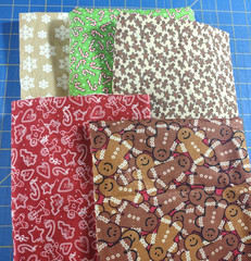 Lot of 5 Fabric Quilting Crafting Cotton Christmas Holiday Prints 5+yds