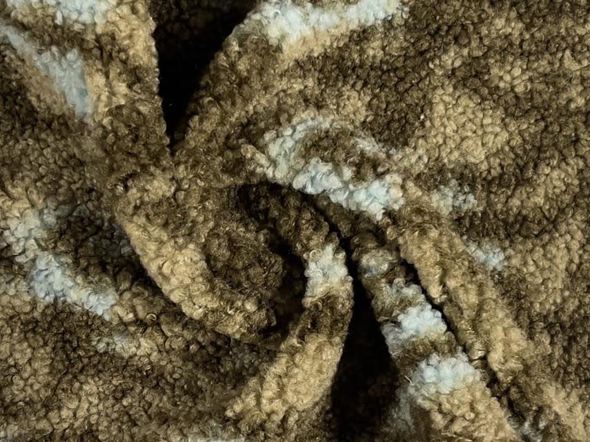 Faux Fur SHERPA FLEECE DESIGN Fabric Material OLIVE