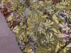 Green Gold Silver Red Multicolor Embroidery sequins Lace fabric 50” Width 1 Yard