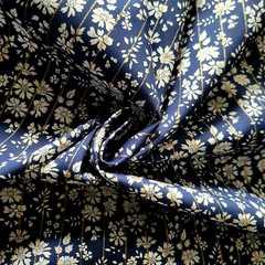 Liberty of London Tana Cotton Lawn – “Capel Stripe” Floral w/ Gold Pinstripe