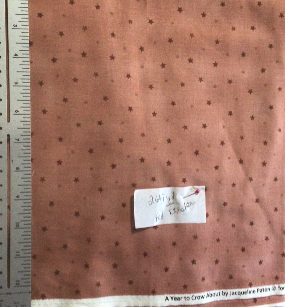 Red Rooster A Year to Crow About Mauve Stars fabric 2.667 Yards