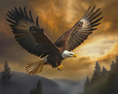 Soaring Beauty Quilt Fabric Panel ~ 36″ ~ Eagle Flying