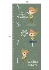 Disney’s Peter Pan & Tinkerbell-Peter Pan Growth Chart 18″ Panel Cotton Fabric