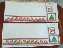 2) 1981 Teddy Bear Half Apron Fabric Panels Vintage Christmas Patch Press #603