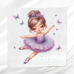 Ballerina Fabric Panel ~ Ballerina Quilt Block ~ Square fabric panel for sewing