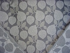 7-1/2Y Robert Allen 231705 Fall Fun Leaf Damask Grey Drapery Upholstery Fabric