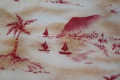 2.44 yds Jo Ann Fabric Palm Tree Island Beach Red Tan Quilt Craft 44″ x 88″ BTP