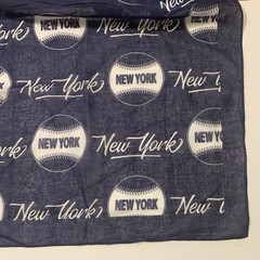 New York Yankees-themed Cotton Fabric Square 21-1/2” Navy & White, Baseball