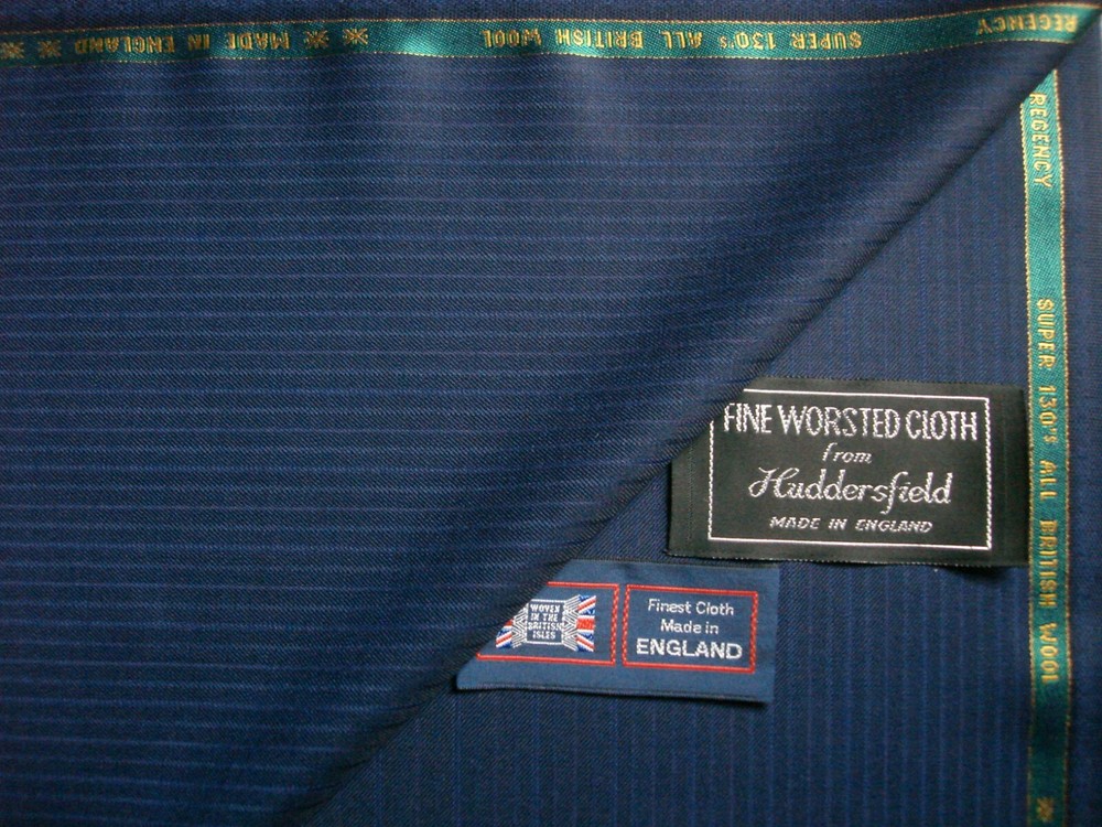 100% SUPER 130’s WOOL SUITING FABRIC IN Navy MADE IN Huddersfield England– 3.4 m