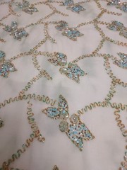 Silk Chiffon Beaded Fabric With Multicolored Beads,and Sequins