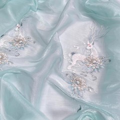 Chinese Embroidered Organza Chiffon Fabric DIY Hanfu Dress Soft Sewing Fabric