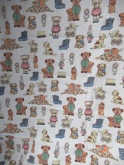 PAPER DOLLS &ANIMALS Sheryl Ray Marquez #28119 Windham COTTON FABRICS VTG 13″X