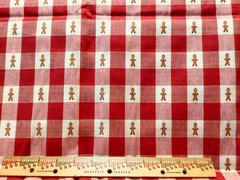 Homespun Christmas Plaid Gingerbread Fabric 30” X 58” New