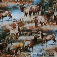 BonEful Fabric FQ Cotton Quilt Scenic Deer Buck Farm Tree Nature Wood Hunt Cabin