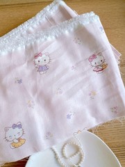 10 yds (6.5” width) pink cute kittens double gauze cotton fabric 260153 A02