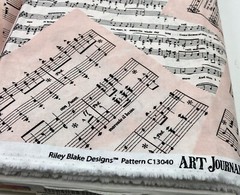Sheet Music Fabric Blush Pink Vintage Style Art Journal J. Wecker Frisch BTY