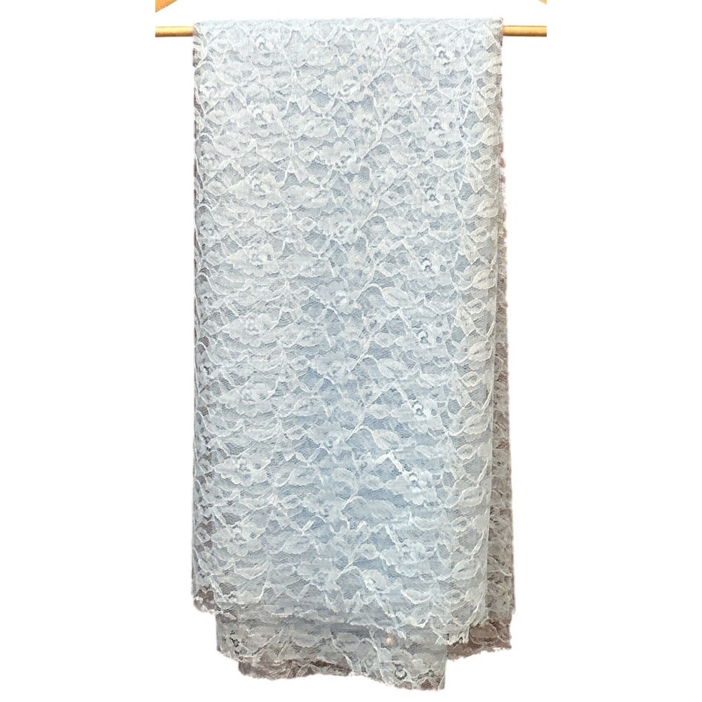 Vintage Unbranded Light Blue Floral Lace Fabric Sheer Romantic Cottagecore Soft