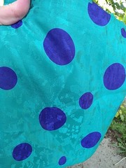 silk fabric 45×140″ polka dot teal / green & purple