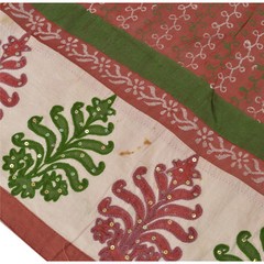 Sanskriti Vintage Pallu Fabric Chiffon Silk Design Hand Beaded Decor Craft