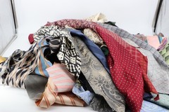 Silk Scrap Lot 2 lbs 8 oz Junk Journal Crazy Quilt Upcycle Deconstructed Ties
