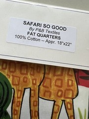 P&B Textiles Quilting 4 Fat Quarters “Safari” Animal Theme NEW