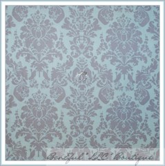 BonEful Fabric FQ Cotton Quilt Blue Gray Brown Damask Flower Garden Cottage Sale