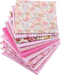 Boao 10 Pieces 20 x 20 Inch Cotton Fabric Quilting Floral Patchwork Pink