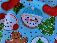 HOBBY LOBBY FABRIC~Iced Xmas Cookies~BABY BLUE BKGRND~Snow Globe~Gingerbread~Pen