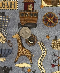 Total 3 1/2 Yards VTG Debbie Mumm NOAH’S ARK Fabric Cotton Blue Background
