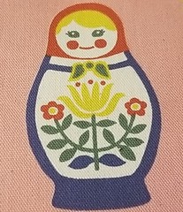 Pink Holland Oxford Cloth, Lg. 74″x46″ Trefle Kokka,Matryoshka, Russian, Japan