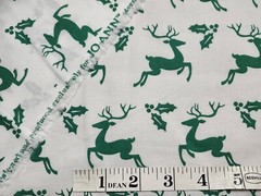 Lot (2) 3 Yard Cuts Holiday Reindeer Holly Pinecones Evergreens Cotton Fabrics