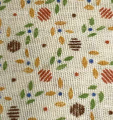 Cotton/Polyester Blend Fabric Brown Rust Calico Stylized Flowers on Cream 3.75Y