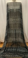 Poly Rayon Fluid Organza Deep Charcoal Teal Abstract Ikat Fabric By The Yard 60″