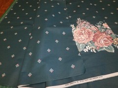 DAISY KINGDOM GREEN w PINK FLORAL BORDER COTTON FABRIC 45″ X 140” 3.8 YARDS