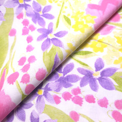 Spring Floral Tulips Multicolor Stretch Cotton Fabric 56″ By The Yard