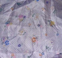 VTG Lavender Nylon Fuzzy Flocked Dotted Swiss & Florals 26″x9″ + Remnant